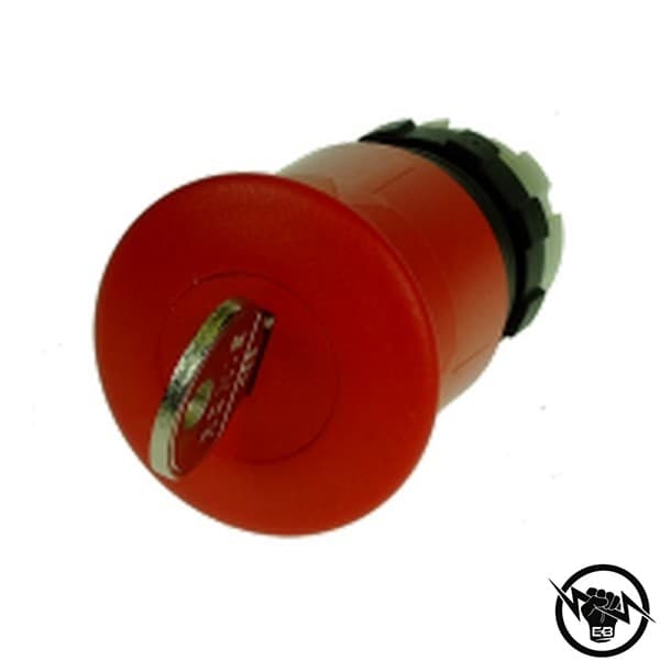 Авариен стоп бутон - 40mm, червен, монтажен отвор Ф22, освобождаване с ключ