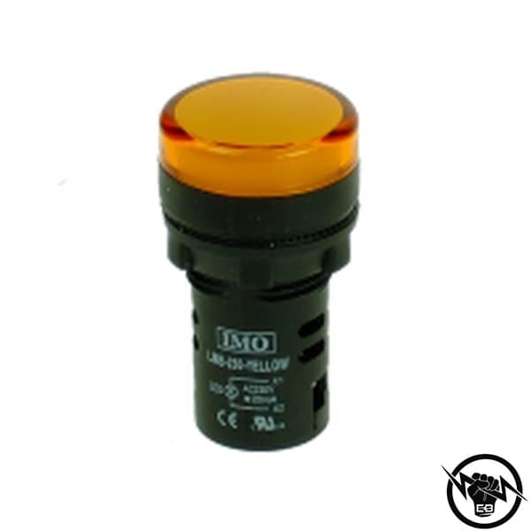 Индикатор - моноблок, монтажен отвор - Ф22, IP65, LED - 230VAC, жълт