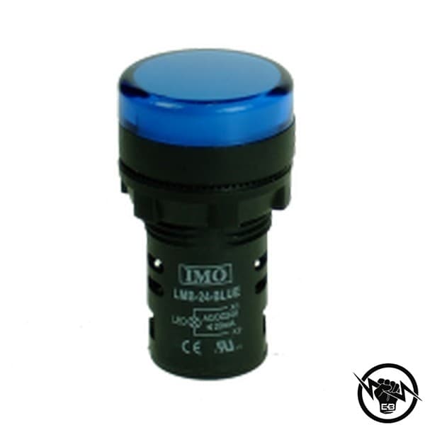 Индикатор - моноблок, монтажен отвор - Ф22, IP65, LED - 24V AC/DC, син