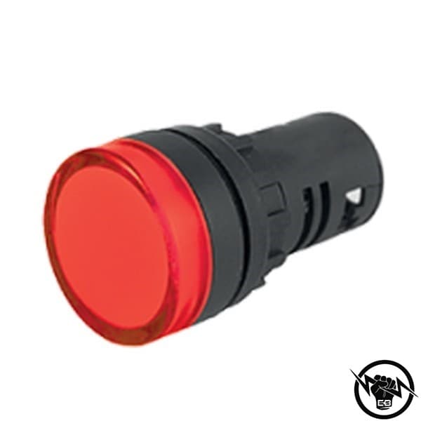 Индикатор - моноблок, монтажен отвор - Ф22, IP65, LED - 230VAC, червен