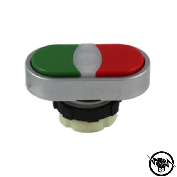 Бутон - двоен, с индикатор, без задръжка, монтажен отвор - Ф22, зелен/червен