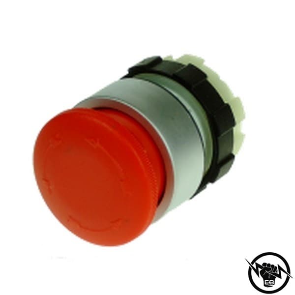 Авариен стоп бутон - 28mm, червен, монтажен отвор Ф22, освобождаване със завъртане