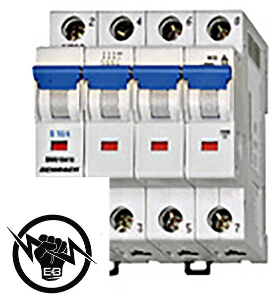 Миниатюрен автоматичен прекъсвач B 10A, 4Р, 6kA