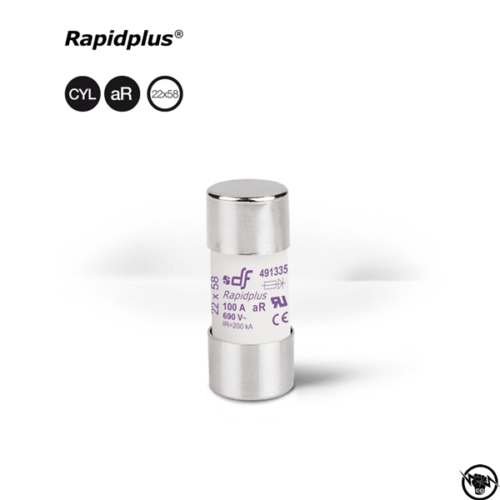 Стопяем предпазител Rapidplus ® - aR, 22x58 mm, 690V AC / 700V DC, 50A, високоскоростен за полупроводници
