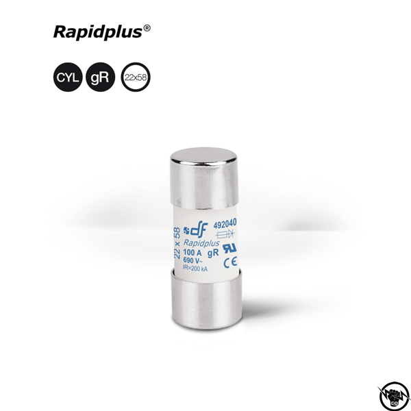 Стопяем предпазител Rapidplus ® - gR, 22x58 mm, 690V AC / 440V DC, 50A, високоскоростен за полупроводници