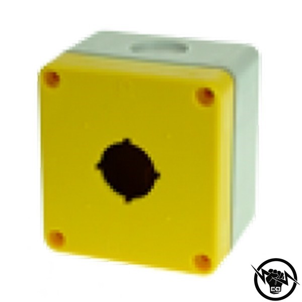 Кутия за бутони, ключове и индикатори - 1 отвор, сива с жълт капак