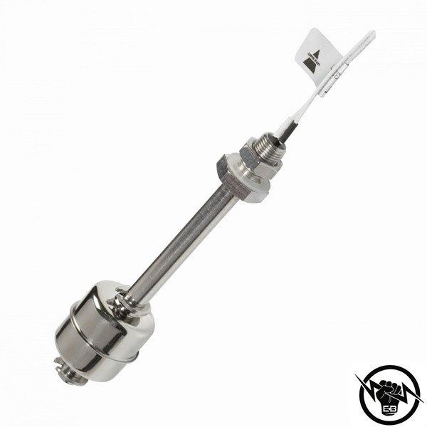 Магнитен сензор за ниво - корпус от неръждаема стомана (Ø28 x 115 mm), NC контакт (0.5A, 50VA), до 240 V AC или до 200 V DC, свръзване с кабел 0.3 m, раб. темп. от -10 до 200 °C, IP 67 (IP 68)