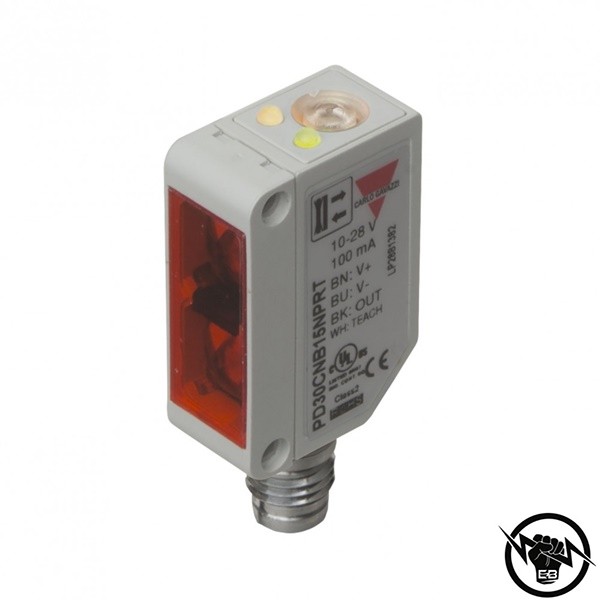 Фотоелектрически бариерен сензор, приемник - корпус от пластмаса (30 x 20 x 10,8 mm), Обхват: 15 m (настройка чрез обучение), изход NPN - NO/NC, захранване 10 - 30 V DC, свръзване с кабел 2 m, раб. темп. от -25 до 55 °C, IP 67, аларма за прах