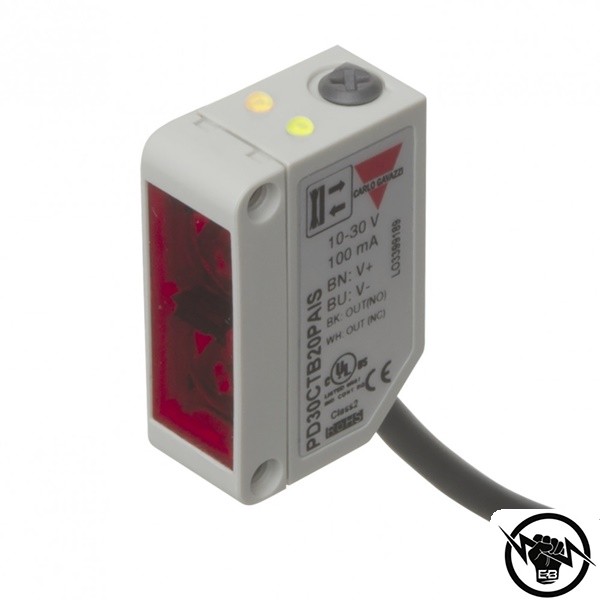 Фотоелектрически дифузен сензор - корпус от пластмаса (30 x 20 x 10,8 mm), Обхват: 1 m, изход NPN - CO, захранване 10 - 30 V DC, свръзване с кабел 2 m, раб. темп. от -25 до 60 °C, IP 67