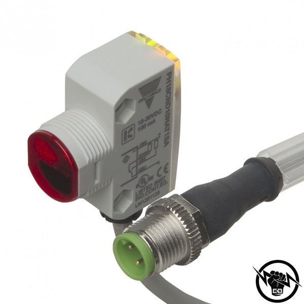 Фотоелектрически дифузен сензор - корпус от пластмаса (M18 (21 x 15 x 35 mm)), Обхват: 1 m, изход NPN - CO, захранване 10 - 30 V DC, свръзване с конектор M12, раб. темп. от -25 до 60 °C, IP 67