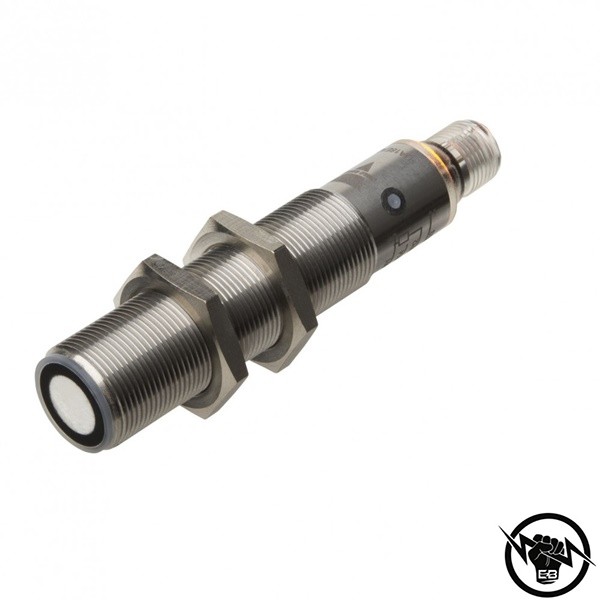 Ултразвуков сензор - корпус от неръждаема стомана (M18 x 83.6 mm), Обхват: 1.5 m, изход аналогов и PNP: 0…10 V DC, NO, NC, захранване 15 - 30 V DC, свръзване с кабел 2 m, раб. темп. от -20 до 60 °C, IP 67, функция за обучение