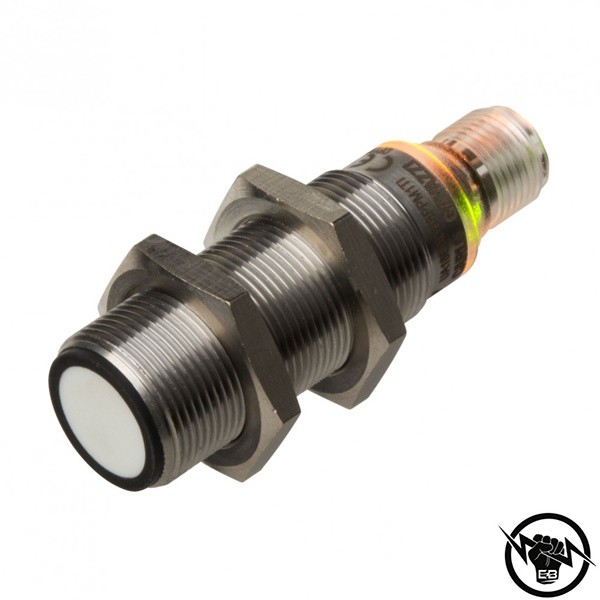 Ултразвуков сензор - корпус от неръждаема стомана (M18 x 53 mm), Обхват: 800 mm, изход Аналогов - 4...20 mA, захранване 10 - 30 V DC, свързване с кабел 2 m, раб. темп. от -20 до 60 °C, IP 67, Функция за обучение